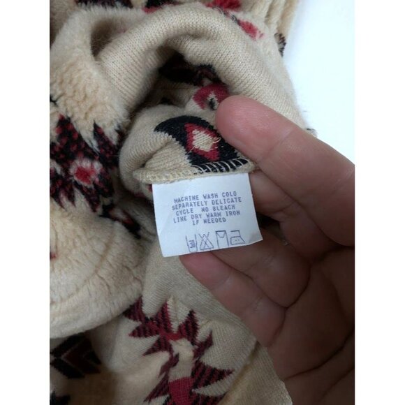 Vintage 90s Fleece Southwestern Vest Size Large Aztec Western Metal Button - Picture 7 of 8